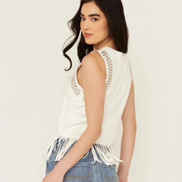 NWOT Idyllwind Fringe Studded Tank - Picture 4 of 7